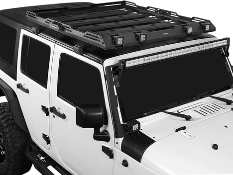 JEEP WRANGLER JK 2007-2017 IÇIN UYUMLU TAVAN SEPETI ve CAM CERCEVESI (LEDLI)